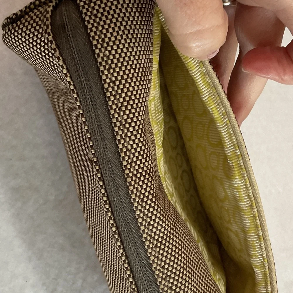 Salvatore Ferragamo Brown Textured Canvas Toiletry Pouch with Gold Accent